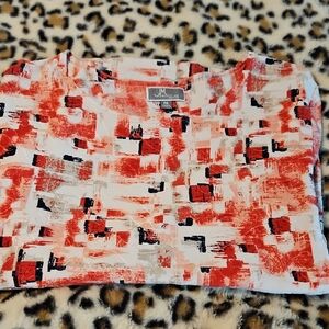 JM Collection Women's Red and Black Abstract Blouse